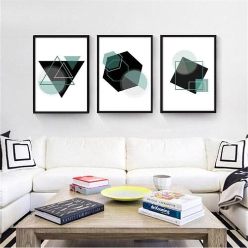 HAOCHU Nordic Decorative Canvas Painting Abstract Animals Pictures Flamingo Elephant Butterfly and Geometric Shapes for Bedroom