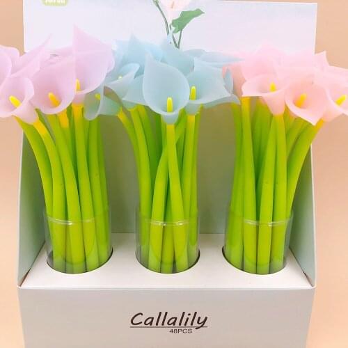 36Pc Kawaii Funny Pens Calla Lily Color Changing Cute School Rollerball Stationery Ballpoint 2021 Wedding Girl Teacher Kids Gift