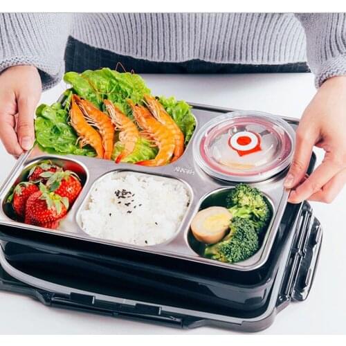 Large Capacity 1.8L Lunch Box With Compartments Tableware 304 Stainless Steel Bento Box Microwave Food Container