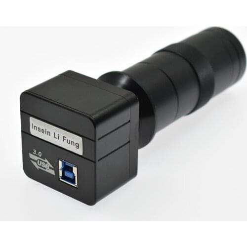 5.0MP USB 3.0 Free Drive Microscope USB Video Measurement Camera+130X 180X Adjustable Magnification 25mm Zoom C-mount Lens