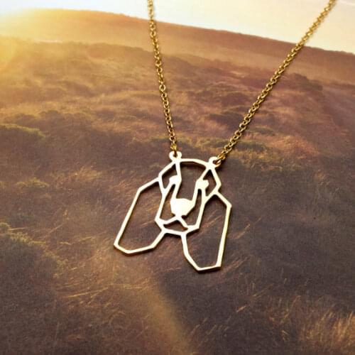 Trendy Cocker spaniel Necklace Women Origami Statement Necklace Dog Memorial