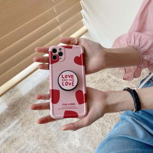 3D Luxury cute Love heart Soft silicone phone case for iphone X XR XS 11 Pro Max 6S 7 8 plus Holder cover gift coque