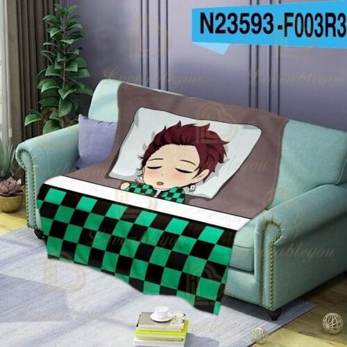 Anime Demon Slayer Kamado Tanjirou Soft and Comfortable Keep Warm Blanket Flannel Printing Sleeping Blanket on The Bed or Sofa