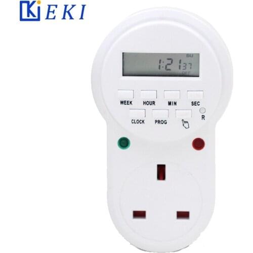 UK Plug Outlet Electric 7 Day Weekly Programmable Digital Plug Socket Timer Switch Time Relay Wall Clock Power AC230V 220V 50Hz