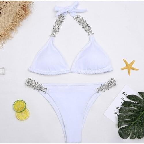 New Sexy Diamond Bikini Women Halter Swimsuit Bandage Swimwear Women Separate Bathing Suit Female Beach Low Waist Bikini Set