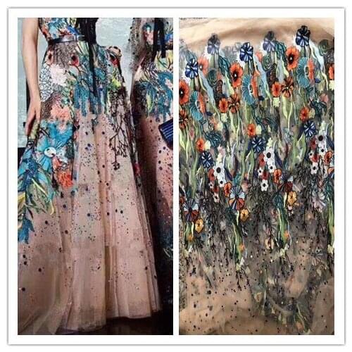 Embroidery mesh tulle fabric SYJ-9423 best quality french lace fabric african lace fabric