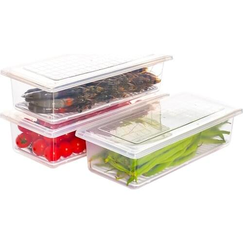 3 Pack Refrigerator Food Container Transparent Fresh-keeping Storage Box Sealed Leakproof Fruit Fish Vegetables Meat Organizer
