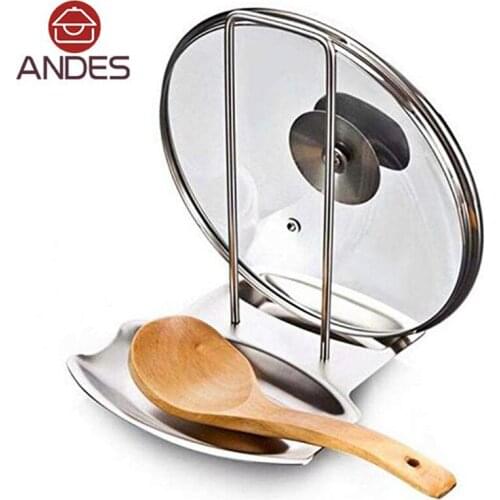 ANDES Stainless Steel Pan Pot Rack Cover Lid Rest Stand Spoon Holder Home Applicance The Goods For Kitchen Accessories