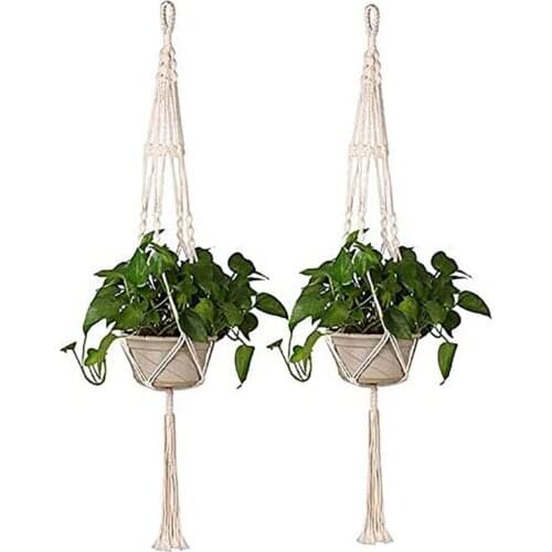 Hanging Basket For Indoor Or Outdoor Plants In Cotton Rope