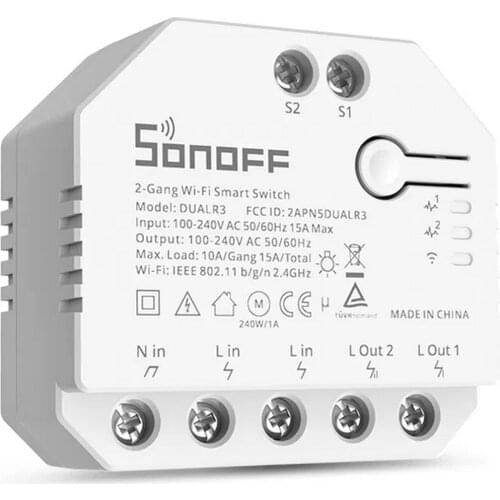 WiFi Smart Curtain Switch for Sonoff with Power DualR3 Dual Relay DIY Curtain Smart Switch Compatible with Alexa&Google Home