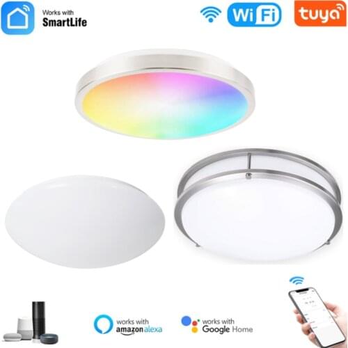 Tuya 15W/18W Smart LED Ceiling Light RGB Dimmable Wifi+Bluetooth APP Control Voice Control Smart Lamp Works With Alexa Google
