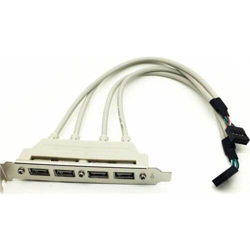 External 2 Ports 4 Ports USB Rear Panel Bracket Motherboard Cable USB 2.0 Connector Cable Adapter Computer Accessories White