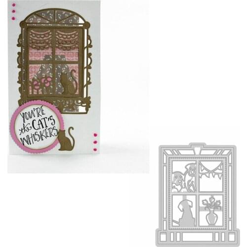 Dog Sitting By Window Scene Die Cuts For Card Making Dog Sitting By Window Scene Metal Cutting Dies Stencils Decoration New 2019