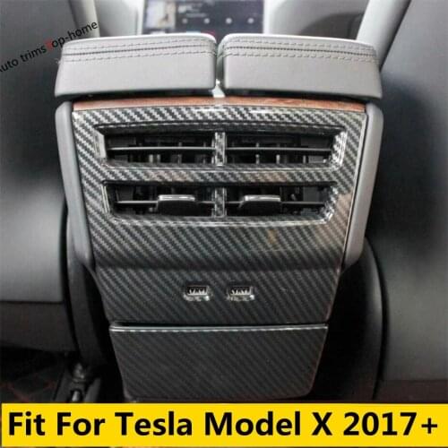 Yimaautotrims Rear Armrest Box Air Conditioning AC Vent Outlet Cover Trim Fit For Tesla Model X 2017 - 2020 Interior Mouldings