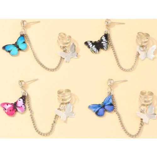 Trendy Butterfly Clip Stud Earrings For Women Teens Girls Elegant Hip Hop Style Statement Earrings Party Fashion Jewelry Gifts