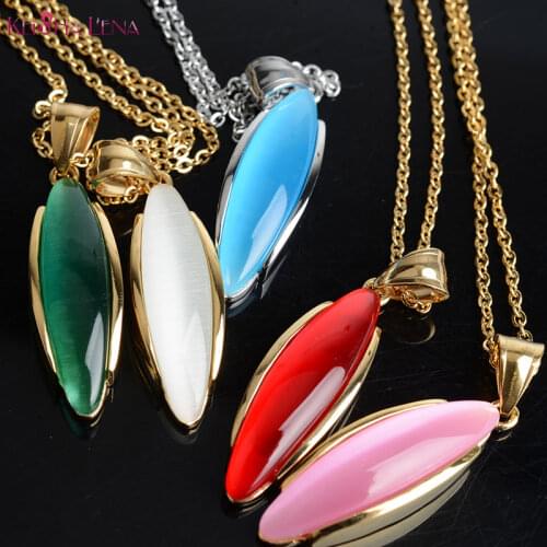Stainless Steel Luxury Elegant Artificial Opal Choker Fashion Roman Digital Gold Silver Color Pendant Necklaces for Women