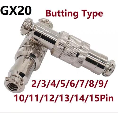 1Set GX20 2/3/4/5/6/7/8/9/10/11/12/13/14/15Pin 20mm Butting Aviation Circular Socket Male & Female Docking Wire Panel Connector