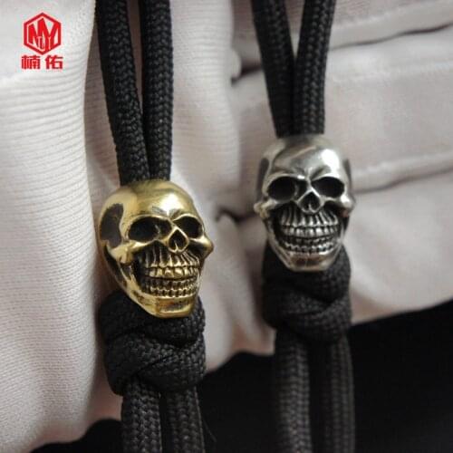 1PC Smiley Skull Brass Copper EDC Paracord Beads Lanyard Pendants Knife Beads Umbrella Rope Cord Necklace Bracelet Bead Pendants