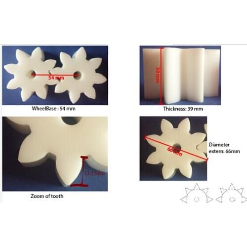 100pcs 50set delrin gear 8teeth outside diameter 66