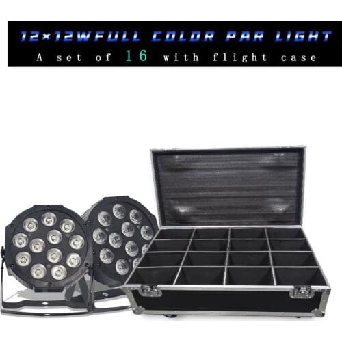 16pcs/lots 12x12W 6 in 1 RGBWA UV Led Par Light With Flight Case Flat Par Led Wedding Light Stage Light 12*12w With Air Case