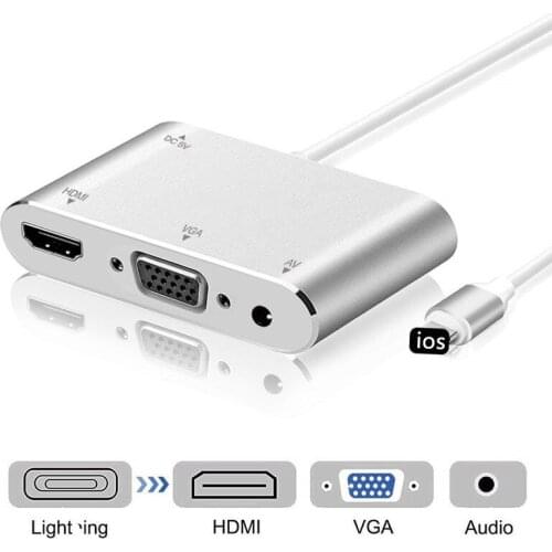 4 in 1 Multifunctional iPad/iPhone Hub to HDMI VGA for ipad for apple for iphone AV HDMI Docking Station USB HUB