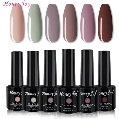 8ml/bottle 6 Fashion Colors Varnish Gel Nail Polish Kit Set Soak Off UV LED Gel Nail Lacquer Nail Manicure Gel-J