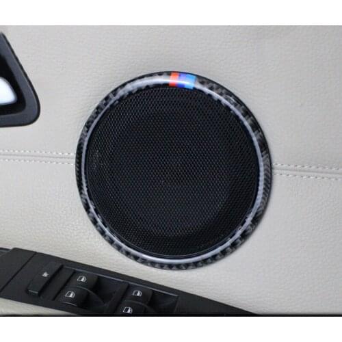 Accessories For BMW 3 Series X1 E90 E84 Carbon Fiber Car door Speaker Decorative Ring Sticker Loudspeaker Cover Trim Car Styling