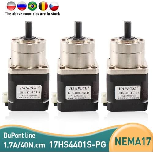 Free shipping 42 motor Extruder Gear Nema17 Step Motor 4-lead Stepper Motor 17HS4401S-PG Ratio 5.18:1 Planetary Gearbox