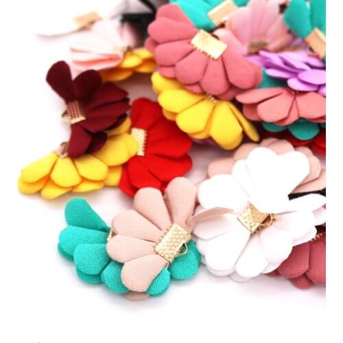 New Fashion 10pcs/lot Metal Cloth Pendants Beads 40x20mm Sector Shape Flower Petals Tassel Charms Fit DIY Handmade Jewelry Beads