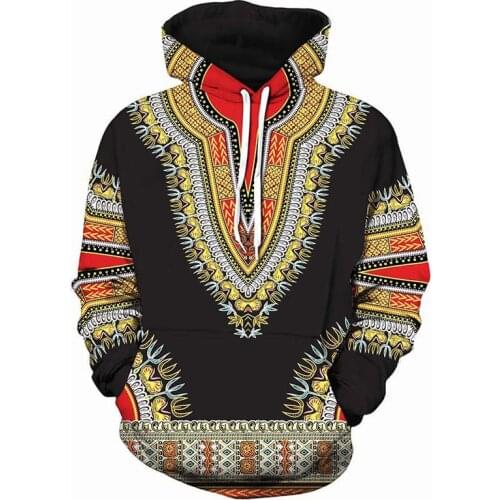 Black 3D Hoodies Sweatshirts Men Women Spring Autumn New African Dashiki Print Hooded Sweatshirt Men Casual Tracksuit Male 5XL