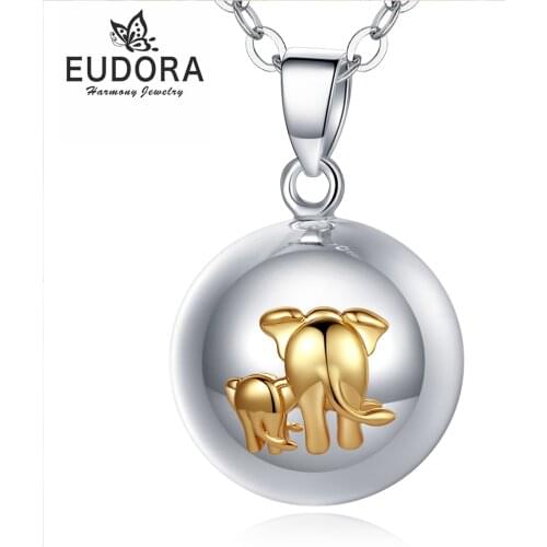 Eudora 20mm Baby Angel Caller Elephat Necklace Pregnancy Chime Ball With 45in Chian Mexcian Bola Pendants Wishing Balls Jewelry