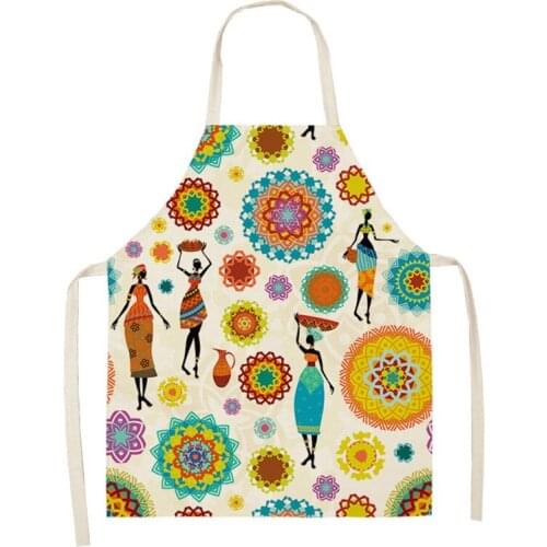 Indigenous People Pattern Aprons Kitchen Aprons for Women Home Decor Cotton Linen Sleeveless Apron Cooking Baking Waist Bib