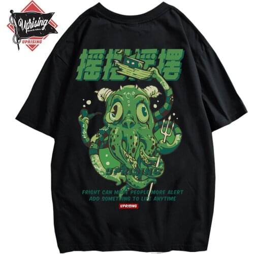 Cartoon Octopus Print Hip Hop T Shirt Men Harajuku Tshirt Fashion Short Sleeve Cotton T-Shirt Clothes Oversized Streetwear
