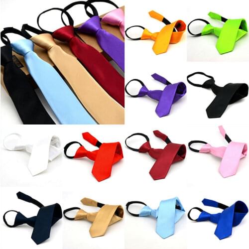 Solid Color Student Convenient Tie Knot-free Korean Style Narrow Zipper Tie Colorful Simplicity Bowknot Clothing Accessories New