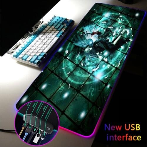MRGLZY 400*900CM RGB Gaming XXL Large Size USB Hub Games Hot Anime Mouse Pad LED 4-Port Mousepad Computer PC Mouse Mat for Csgo