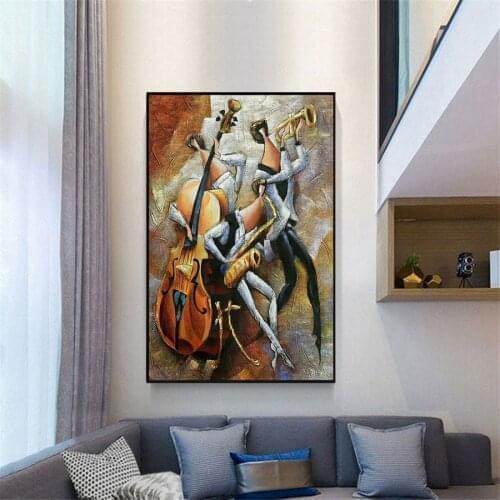 Handmade oil painting on canvas modern 100% Best Art violin and Lucy oil painting original directly from art Living Room Wall