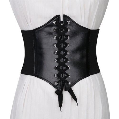 Fashion Women Waist Belt Body Shaper Corset Wide PU Leather Slimming Waistband for Women Elastic High Waist Belts