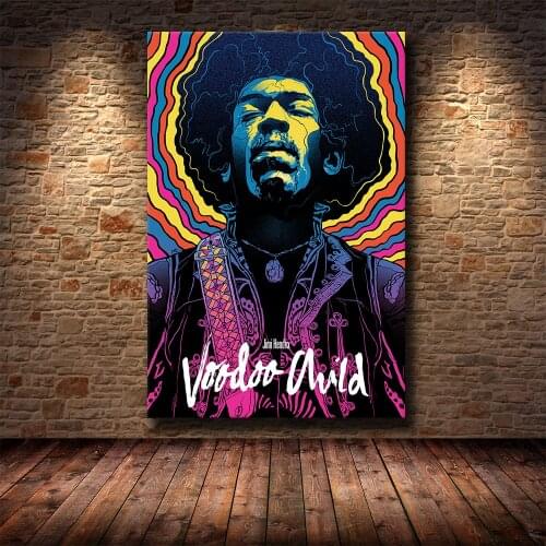 Creative Jimi Hendrix Famous Rock Star Poster Canvas Painting HD Printing Decorative Popular Painting Living Room Decoration