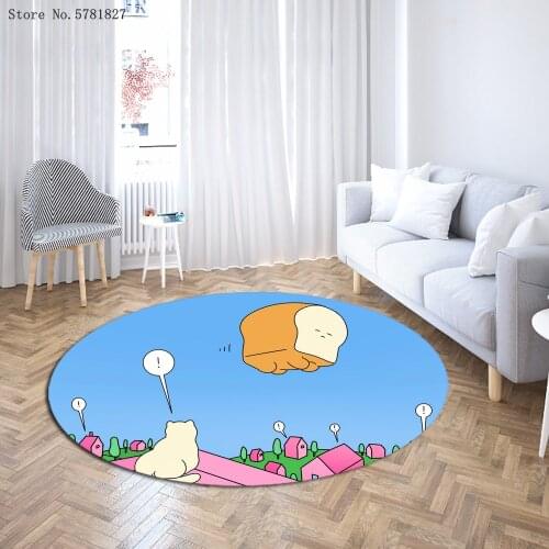 Anime Cartoon Round Carpet 3D Print Artistic Illustration Carpets Kitchen Doorway Mat For Living Room Rug Outdoor Floor Carpet