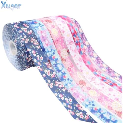 5Yards/lot 1-1/2'' (38mm) Printed Grosgrain Ribbon Colorful Flowers DIY Hairbow Material Party Decoration Brithday Gift Wrapping