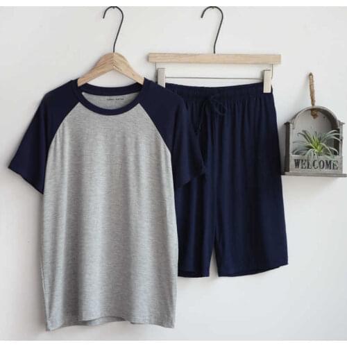 Summer Pajamas for Men Thin Section Loose Short Sleeve Shorts Can Be Worn Outside Sports Home Service Suit Men Sleepwear