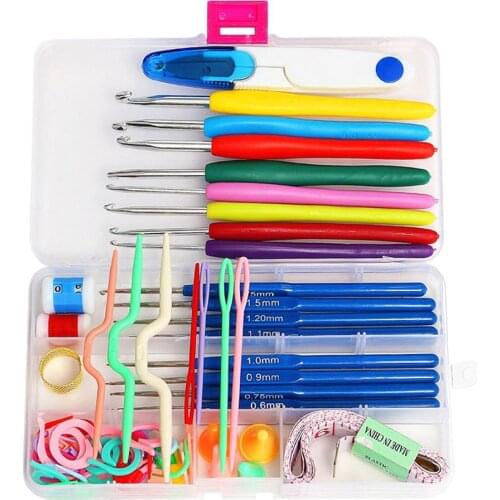 57 in 1 DIY 16 Sizes Crochet Hooks Knitting Needles Set Home Use Sewing Tool Craft Case Crochet Agulha Set Weaving Sewing Tool