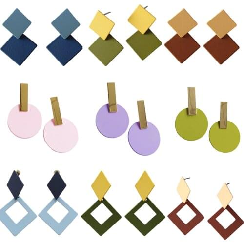 2020 New Korean Fashion Jewelry Big Round Drop Earrings for Women Paint Sweet Candy Color Gold Long Wedding Layer Dangle Earring
