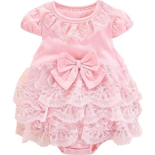 New Infant Baby Girls Bow Tutu Lace Romper Jumpsuit Outfits Summer Clothes Princess wedding dress