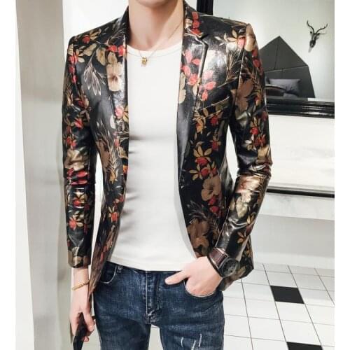 2020 Autumn Slim Fit Party Blazers Masculino High Quality Floral Blazers Mens Baroque Veste Costume Homme Americana Hombre M-5XL