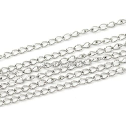 Lot of 10 meters Thin 2mm 316l Stainless Steel Link Chain Jewelry Finding / Marking Wholesale Extension chain