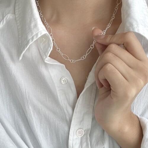 Authentic 925 Sterling silver Twist Round & Oval Link Chain necklace Choker Jewelry C-B988