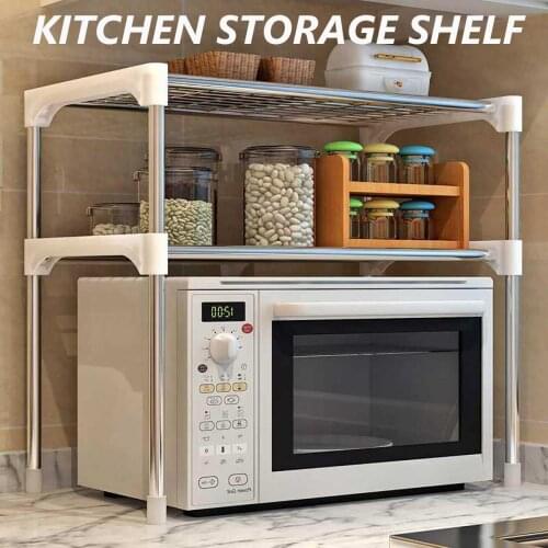Kitchen Organizer Shelf Microwave Oven Stand Shelf Rack Standing Countertop Stainless Steel Kitchen Storage Holders