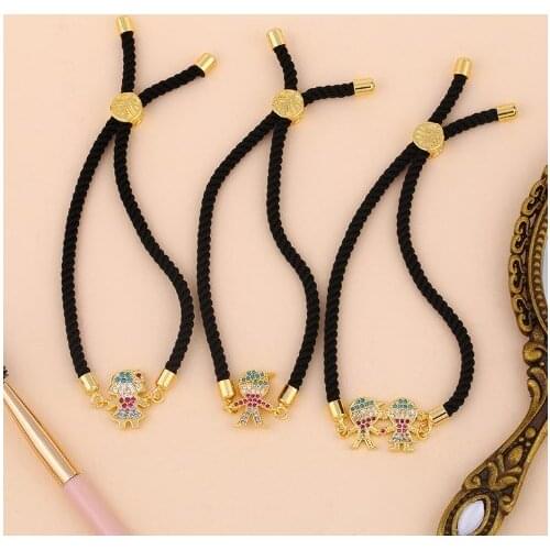 Boy grirl multicolor crystal micro pave cz zircon cubic zirconia Bracelet Adjustable silicone Snake Chain Jewelry ryh23