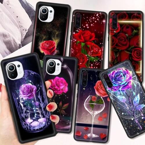Red Roses Luxury Shell for Xiaomi Mi Poco X3 NFC 9 9T 10 10T Pro Note 10 Lite M3 CC9 CC9E Silicone Case Coque